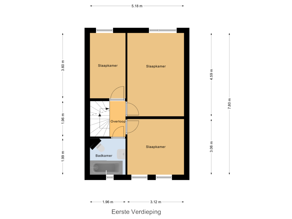 View floorplan of Eerste Verdieping of Paltrokmolen 48