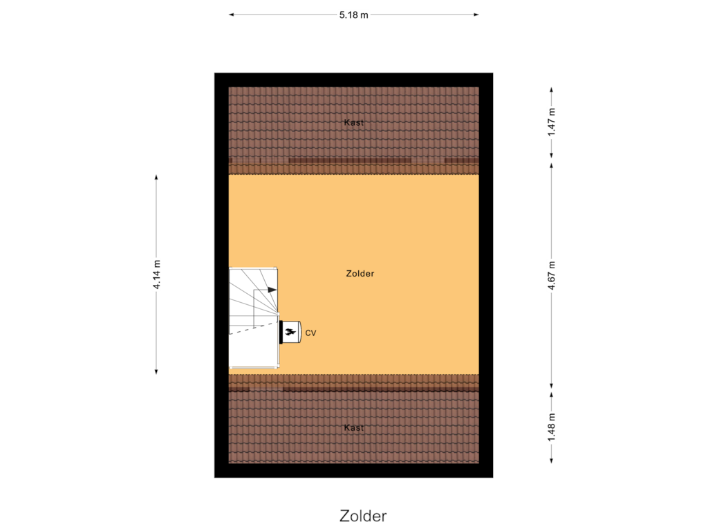 View floorplan of Zolder of Paltrokmolen 48