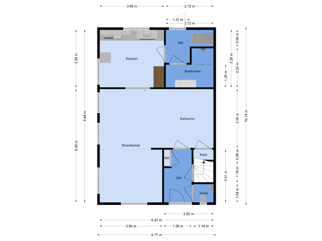 Bekijk plattegrond van Begane grond van Hoge Dijk 16