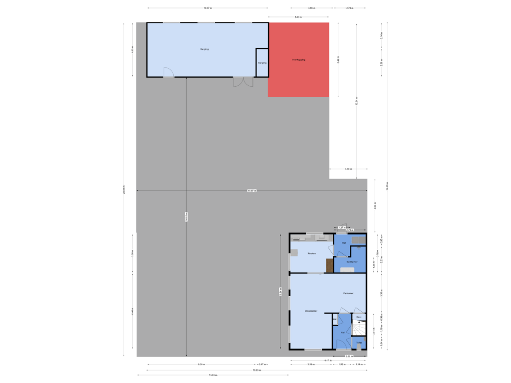 Bekijk plattegrond van Begane grond en tuin van Hoge Dijk 16