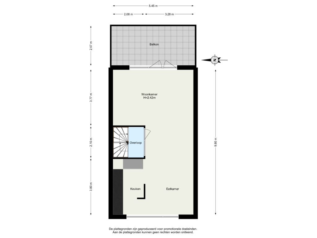 View floorplan of Verdieping 1 of Jan Schoutenstraat 9