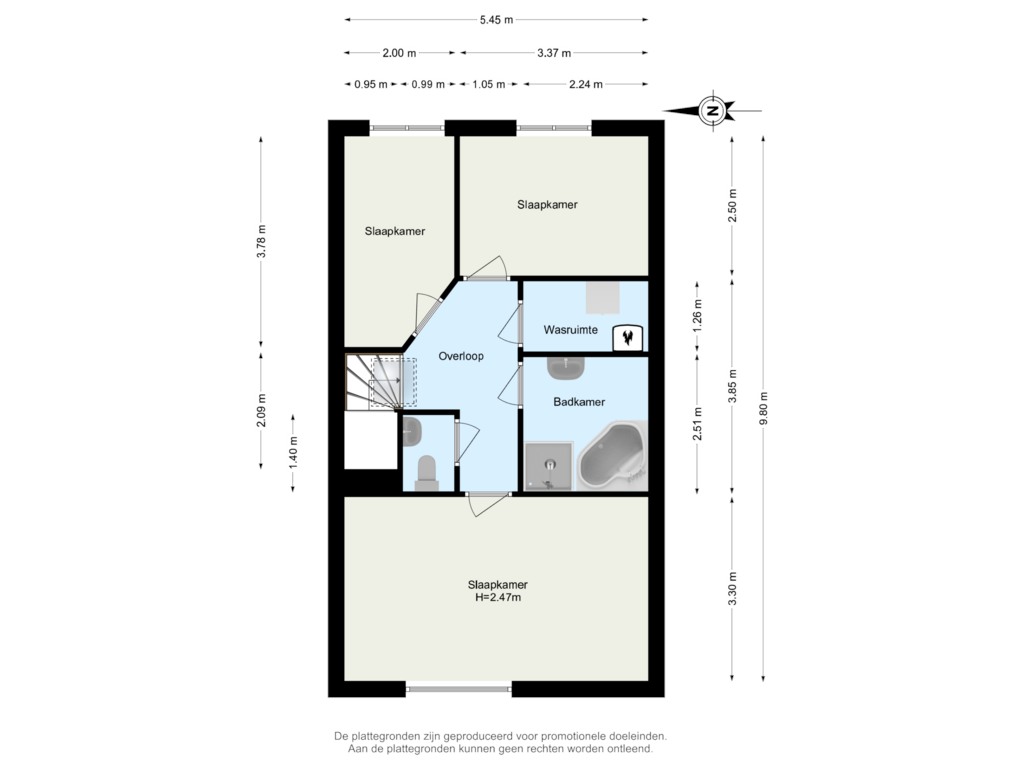 View floorplan of Verdieping 2 of Jan Schoutenstraat 9