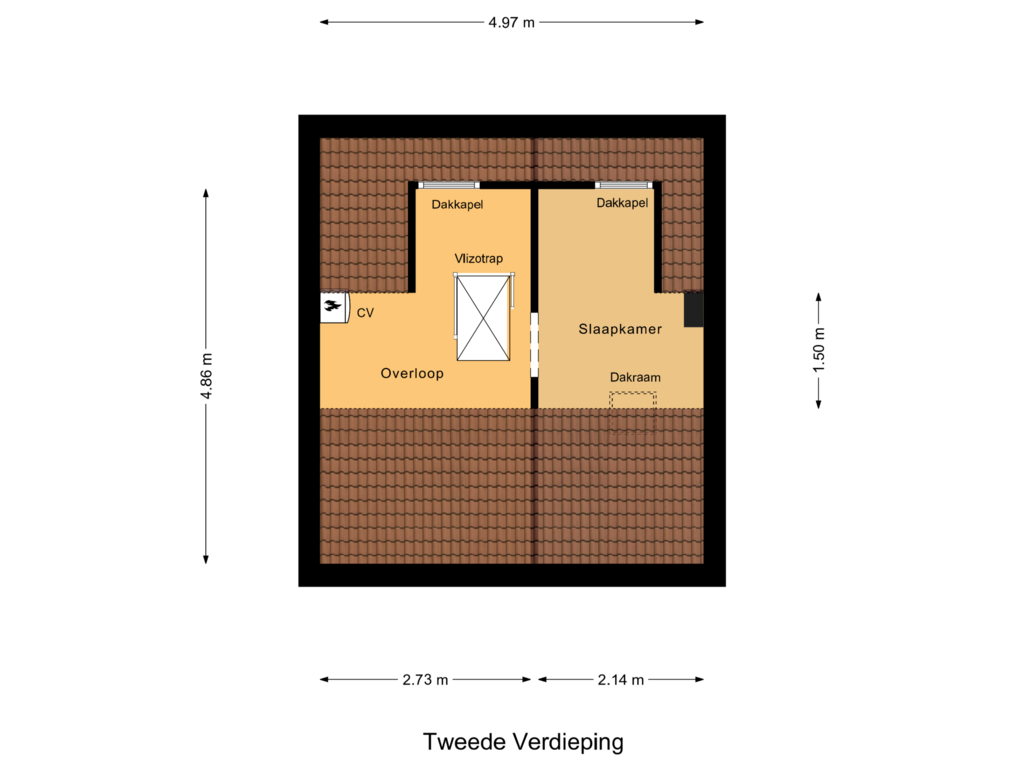 View floorplan of Tweede Verdieping of Zuidelijke Achterweg 9