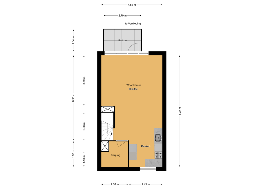 Bekijk plattegrond van 3e Verdieping van Gandhilaan 62