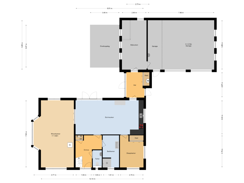 Bekijk plattegrond van Begane grond van Roekelseweg 35