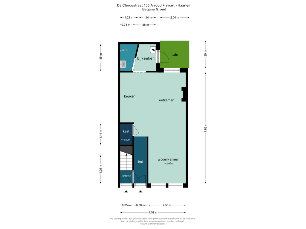 Bekijk plattegrond van BEGANE GROND van De Clercqstraat 105-AZW