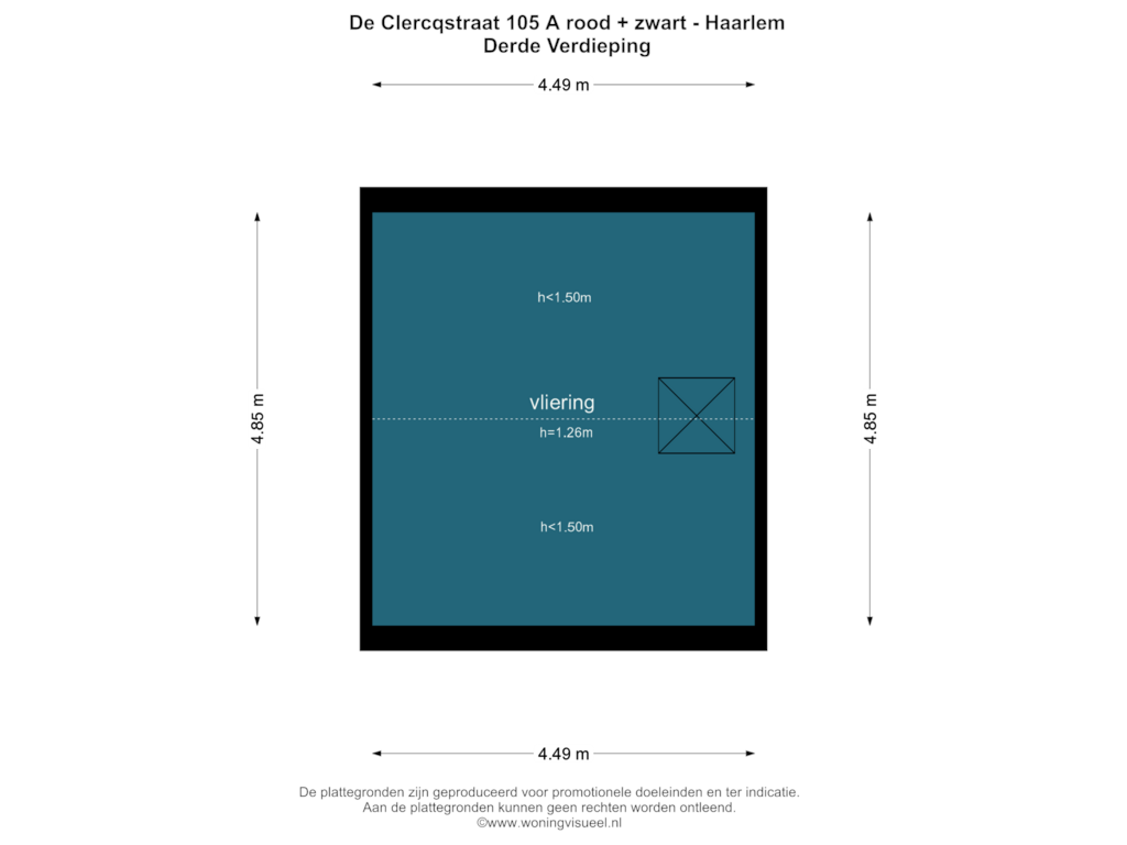 Bekijk plattegrond van DERDE VERDIEPING van De Clercqstraat 105-AZW