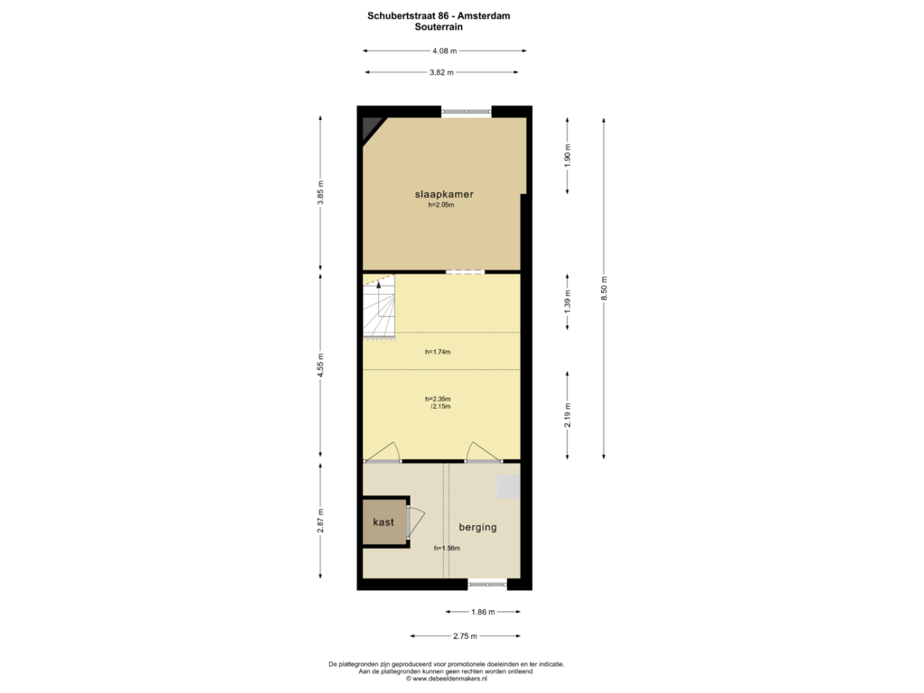 Bekijk plattegrond van SOUTERRAIN van Schubertstraat 86