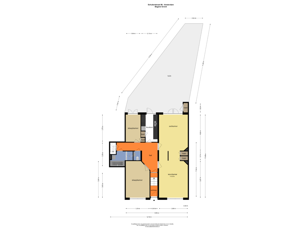 Bekijk plattegrond van BEGANE GROND van Schubertstraat 86