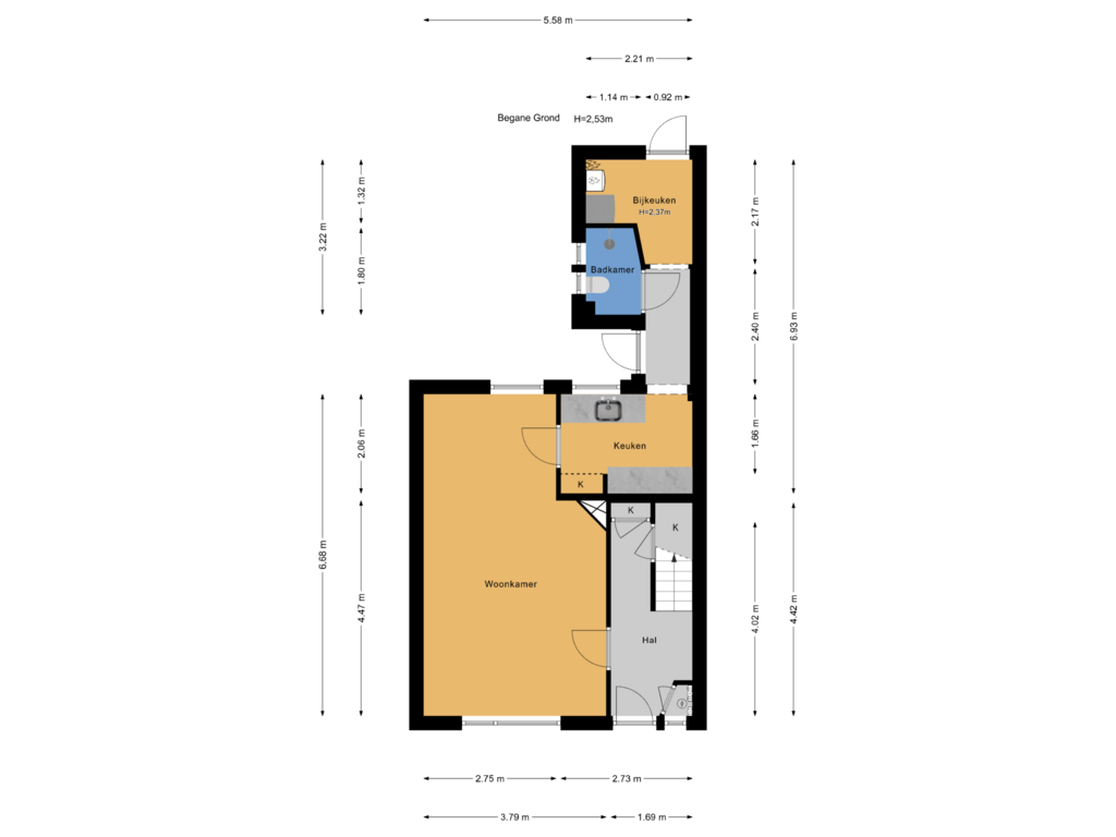 Bekijk plattegrond van Begane Grond van Molenstraat 85