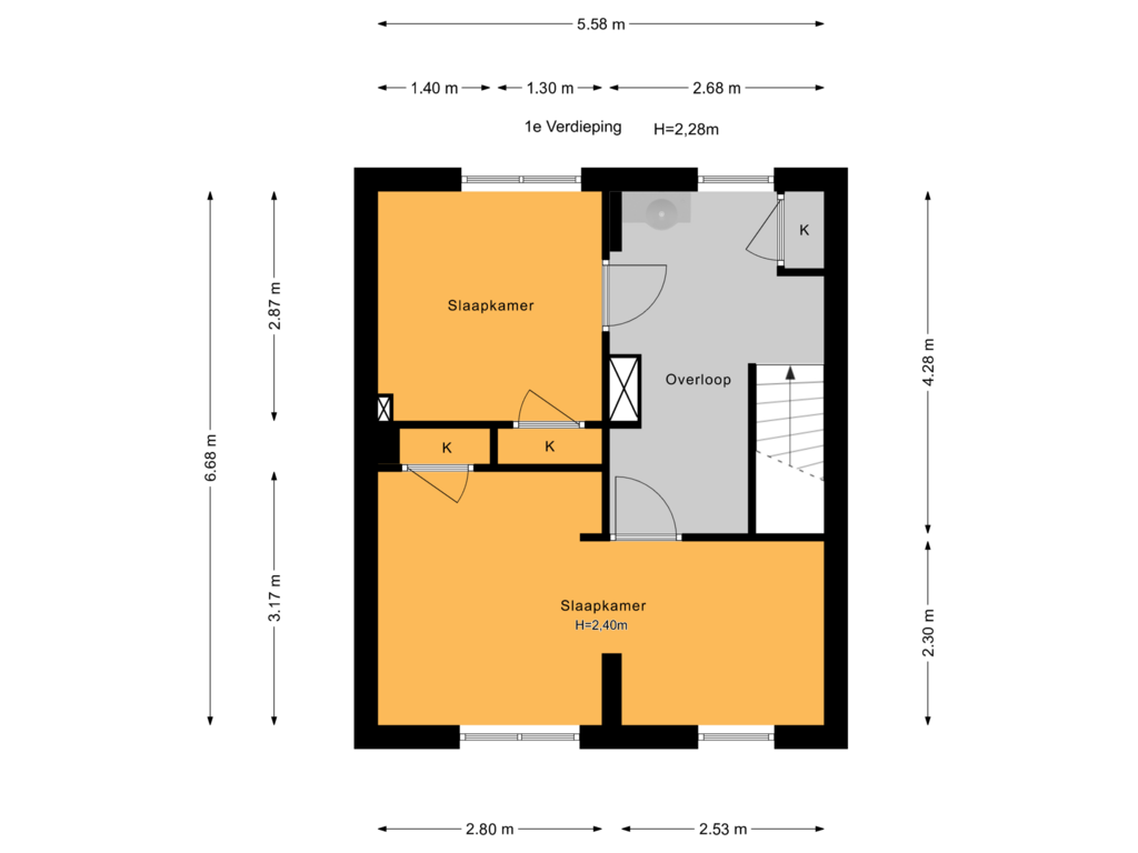 Bekijk plattegrond van 1e Verdieping van Molenstraat 85