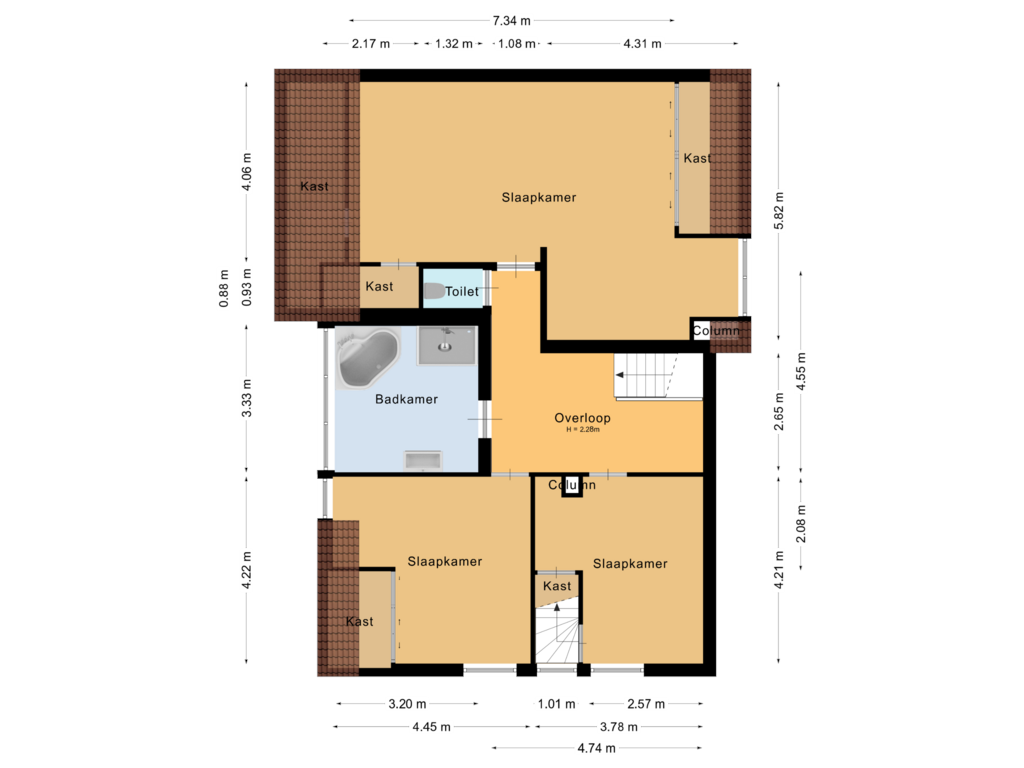 View floorplan of Eerste verdieping of Waatselaarstraat 3