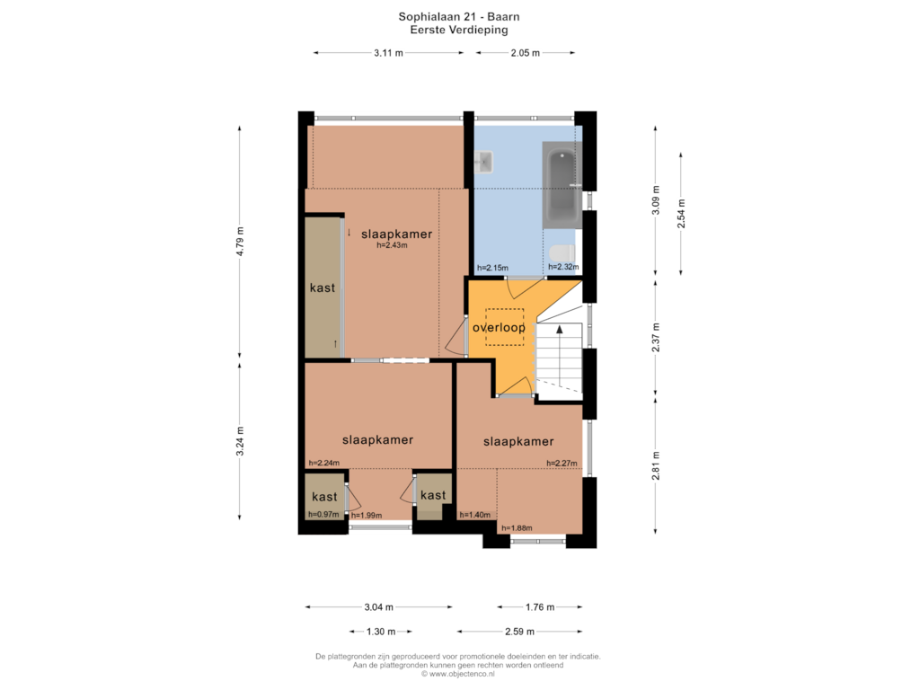 View floorplan of EERSTE VERDIEPING of Sophialaan 21