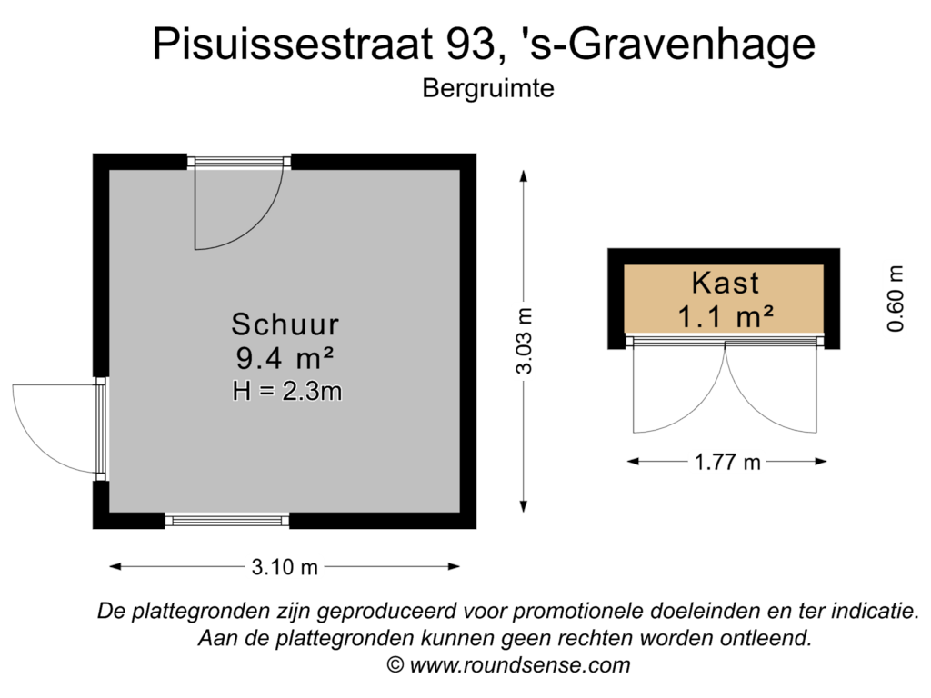 Bekijk plattegrond van Bergruimte van Pisuissestraat 93