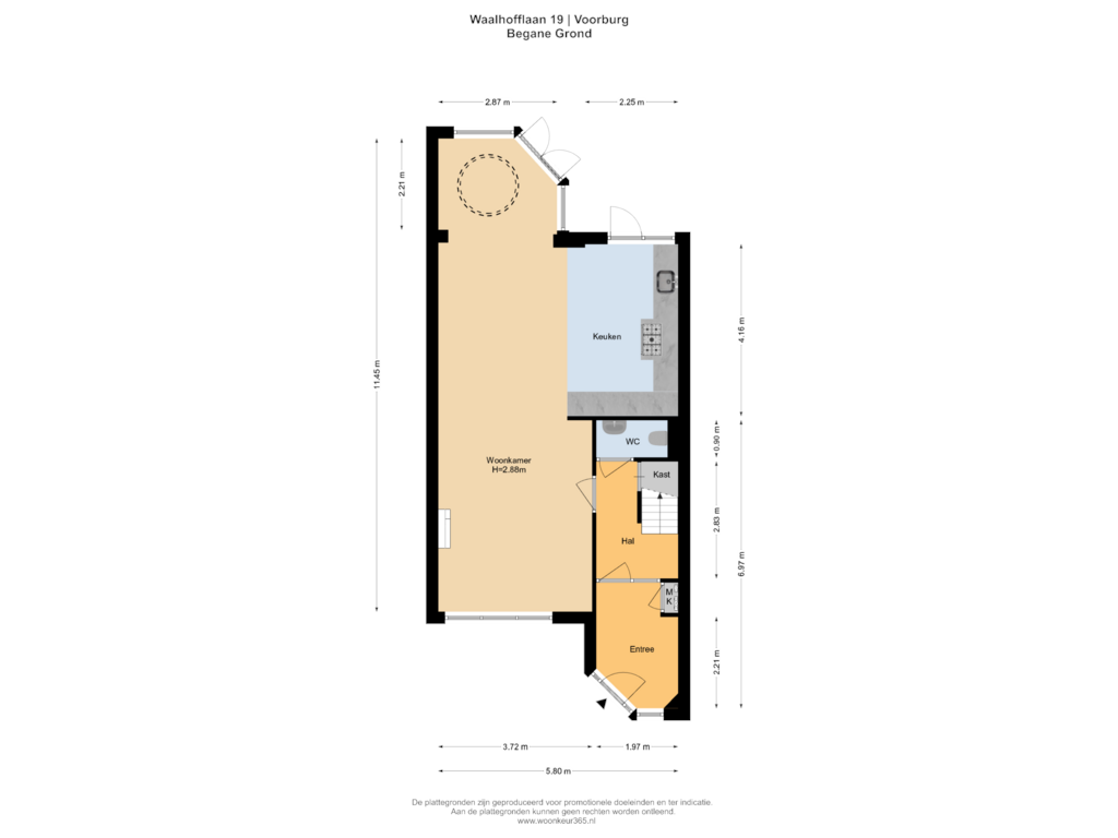 Bekijk plattegrond van Begane Grond van Waalhofflaan 19