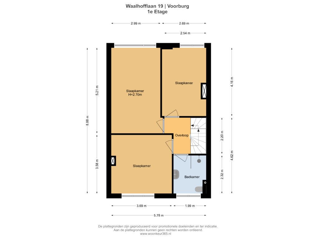 Bekijk plattegrond van 1e Etage van Waalhofflaan 19