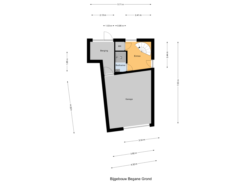 View floorplan of Bijgebouw Begane Grond of Dwarsstraat 13