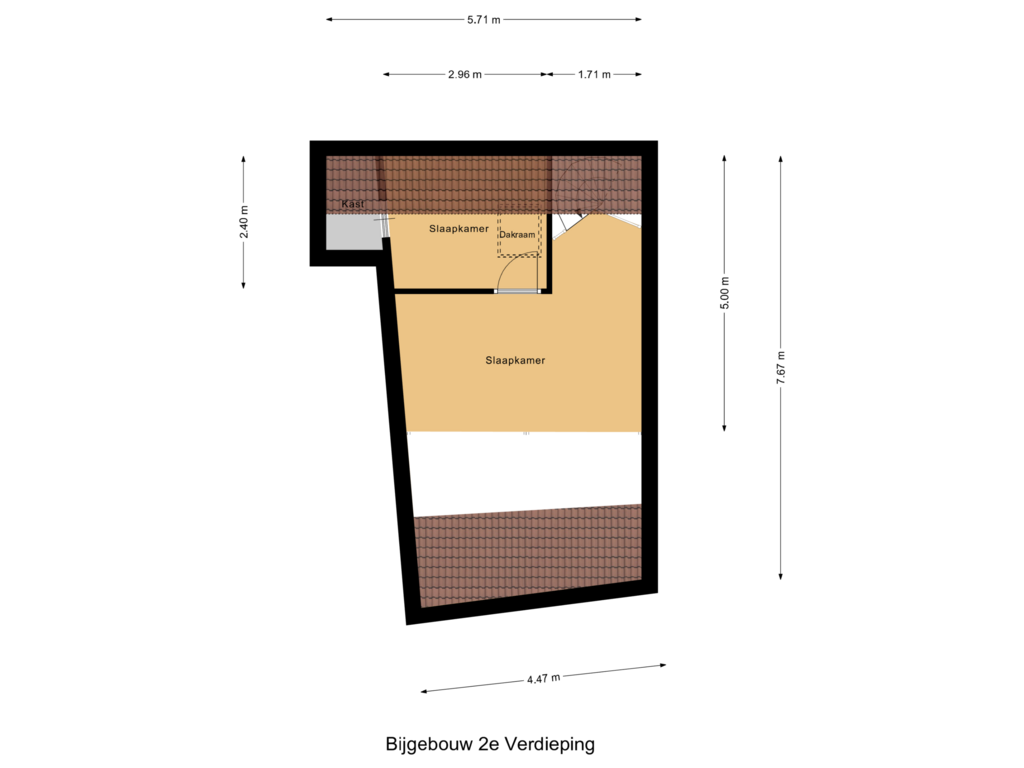 View floorplan of Bijgebouw 2e Verdieping of Dwarsstraat 13