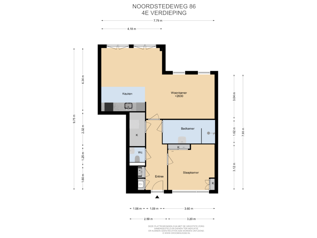 View floorplan of 4E Verdieping of Noordstedeweg 86