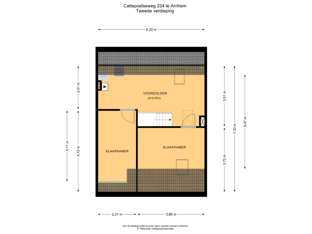 View floorplan of Tweede verdieping of Cattepoelseweg 224