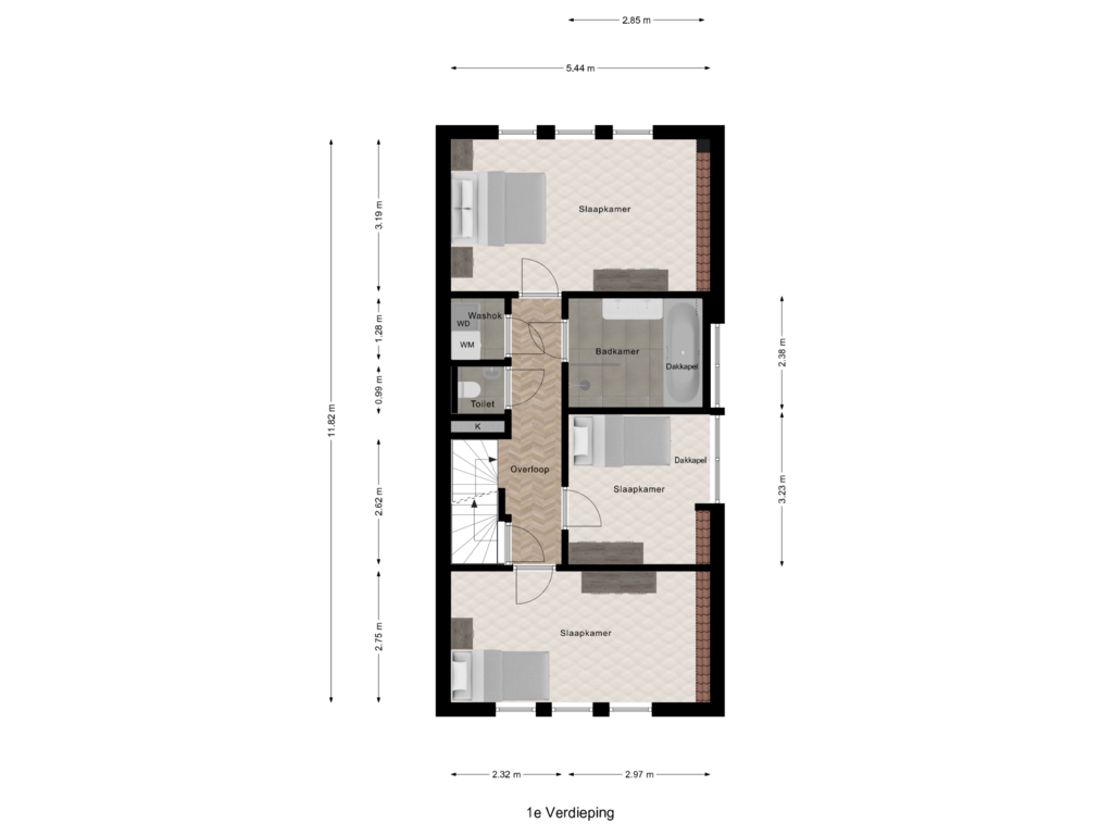 Bekijk plattegrond van 1e Verdieping van Norbertijnenlaan 21