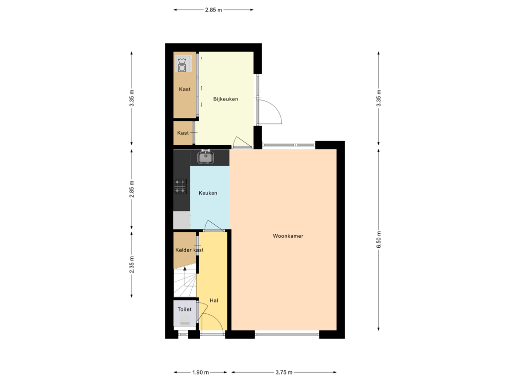 Bekijk plattegrond van Begane grond van Dokter Baxstraat 45