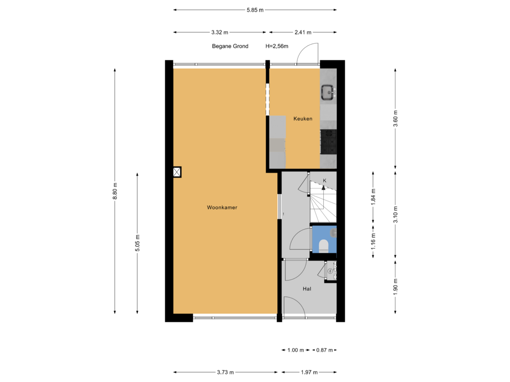 Bekijk plattegrond van Begane Grond van Groene Leeuwstraat 11