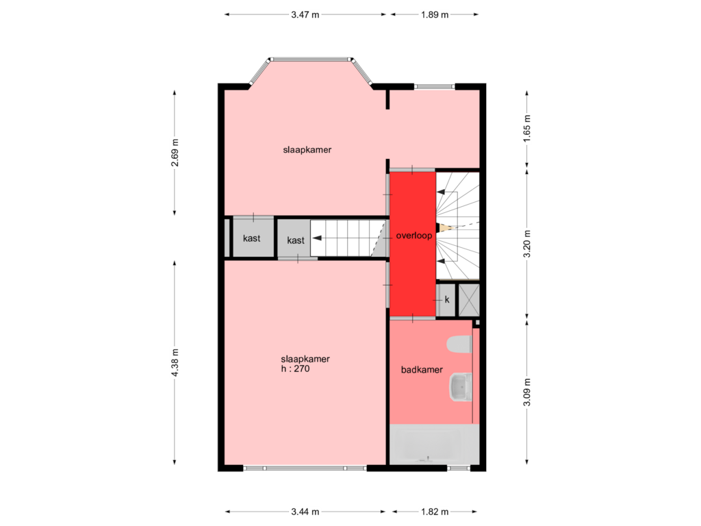 View floorplan of 1e verdieping of Rozenlaan 75