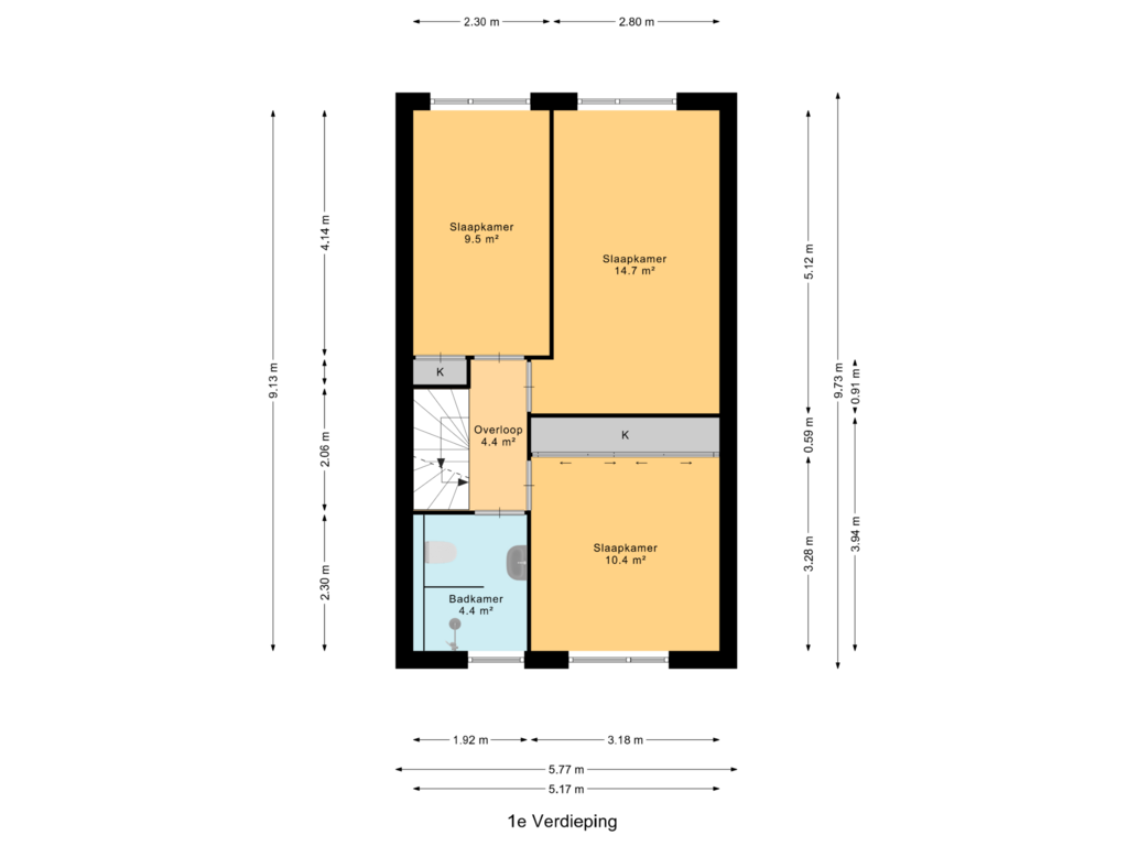 View floorplan of 1e Verdieping of De Fuut 31