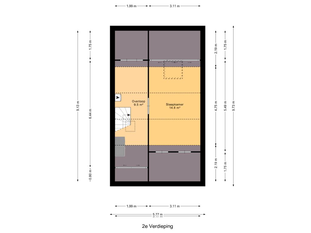 View floorplan of 2e Verdieping of De Fuut 31