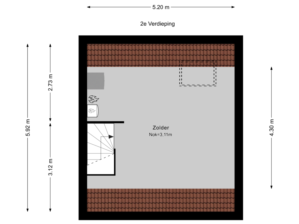 Bekijk plattegrond van 2e Verdieping van Natuursteenlaan 23