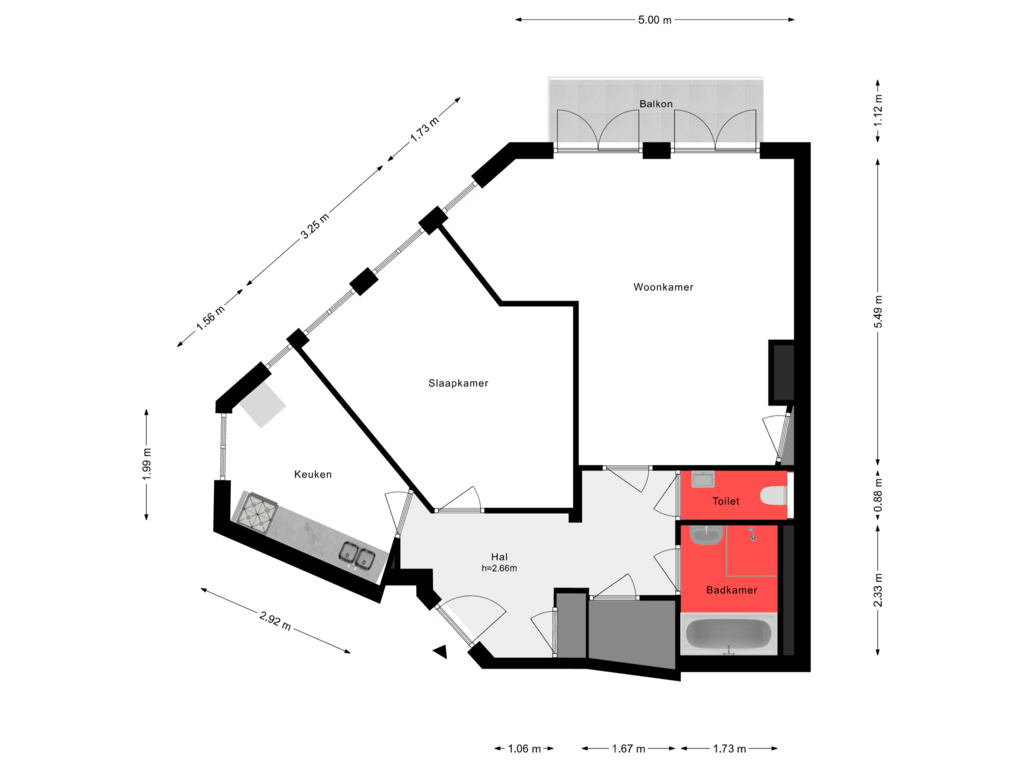 Bekijk plattegrond van 2e Verdieping van Courbetstraat 48-2