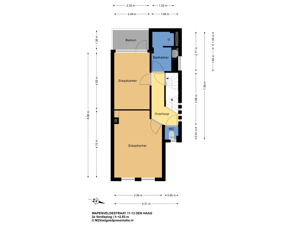 Bekijk plattegrond van 2e Verdieping van Wapenveldestraat 11