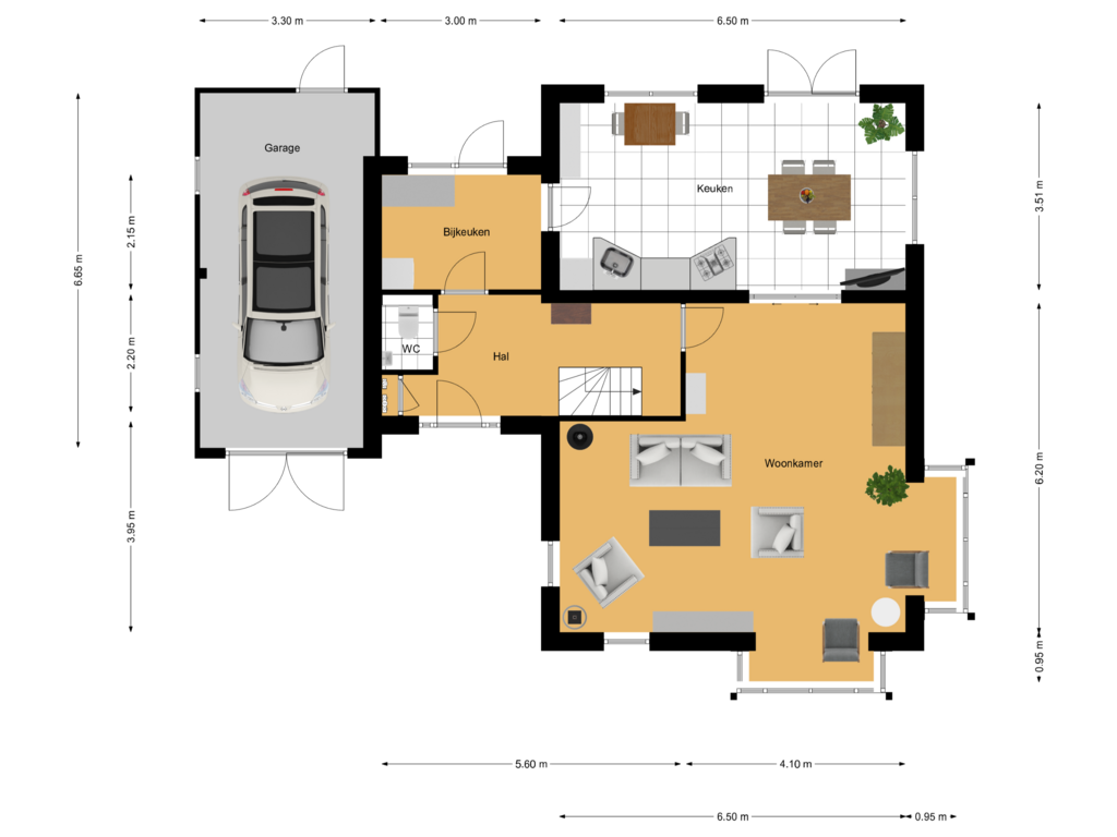 Bekijk plattegrond van Gelijkvloers van Hendrick de Keyserlaan 6