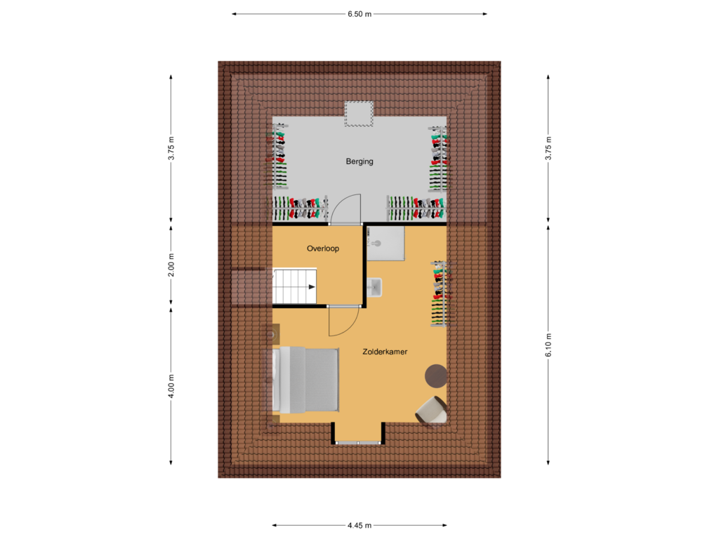 Bekijk plattegrond van 2de verdieping van Hendrick de Keyserlaan 6