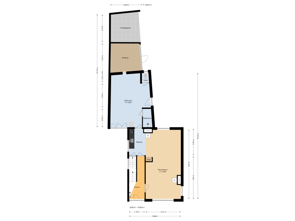 View floorplan of Begane grond of Westerstraat 44