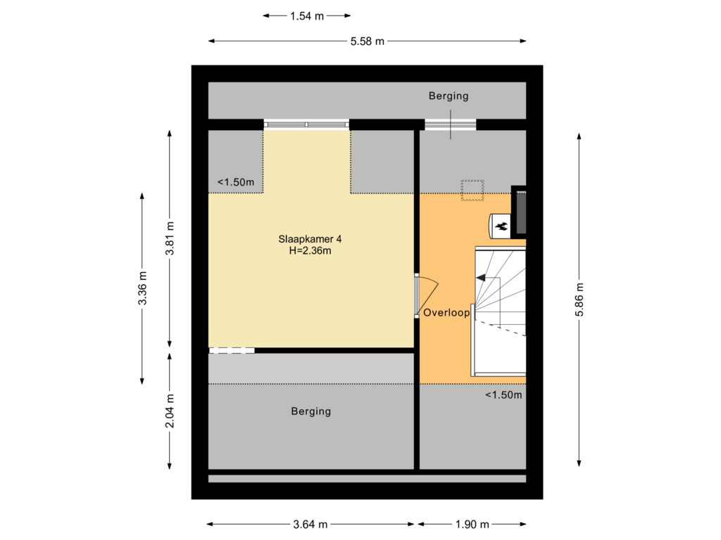 View floorplan of Tweede verdieping of Drususstraat 42