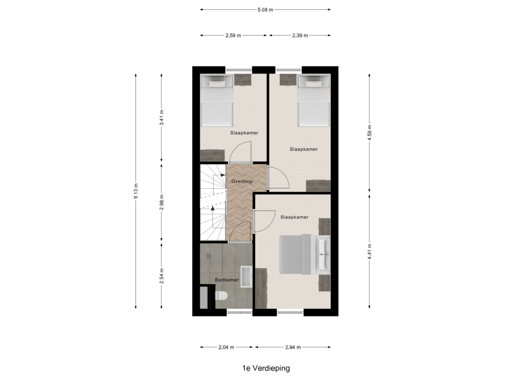 Bekijk plattegrond van 1e Verdieping van Vivellihof 16