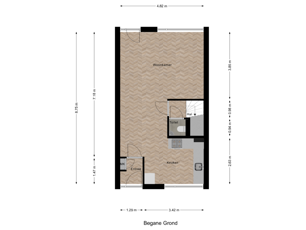 View floorplan of Begane Grond of 4e Nijverheidstraat 8