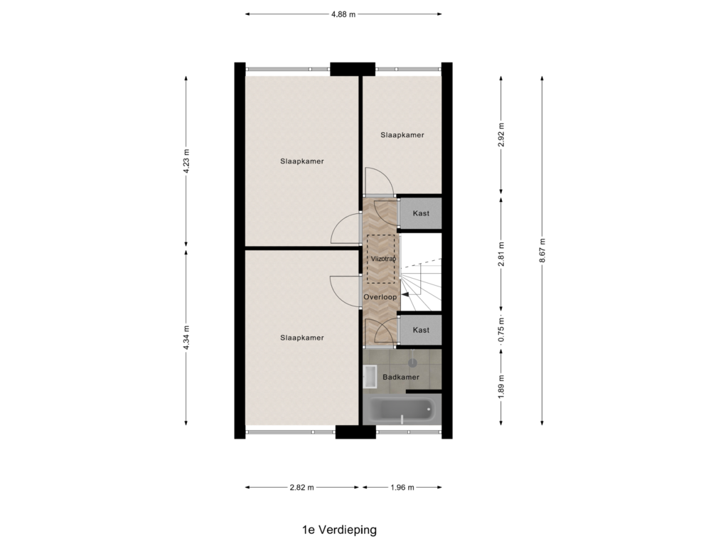 View floorplan of 1e Verdieping of 4e Nijverheidstraat 8