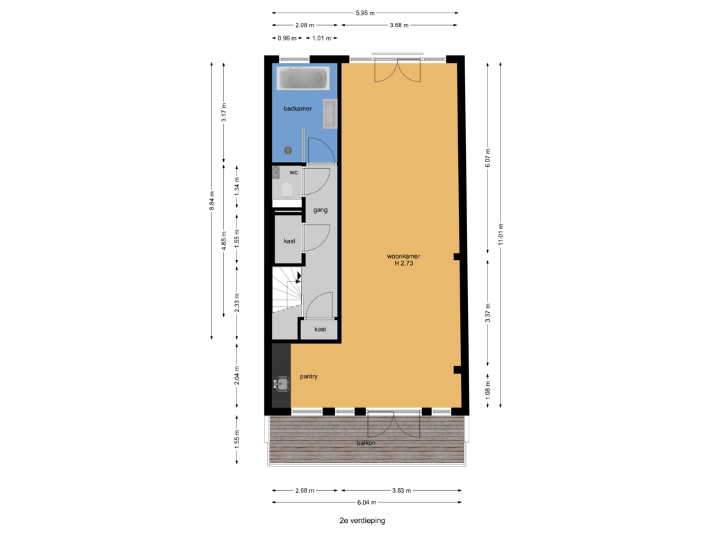 Bekijk plattegrond van 2e verdieping van Gevers Deynootweg 143