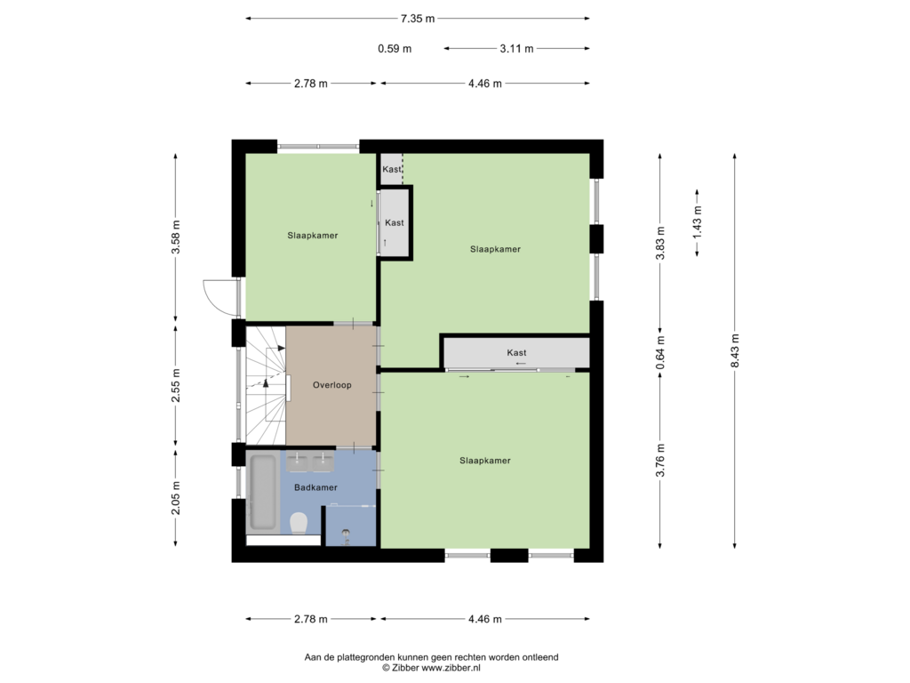 View floorplan of Eerste Verdieping of Vonderstraat 24