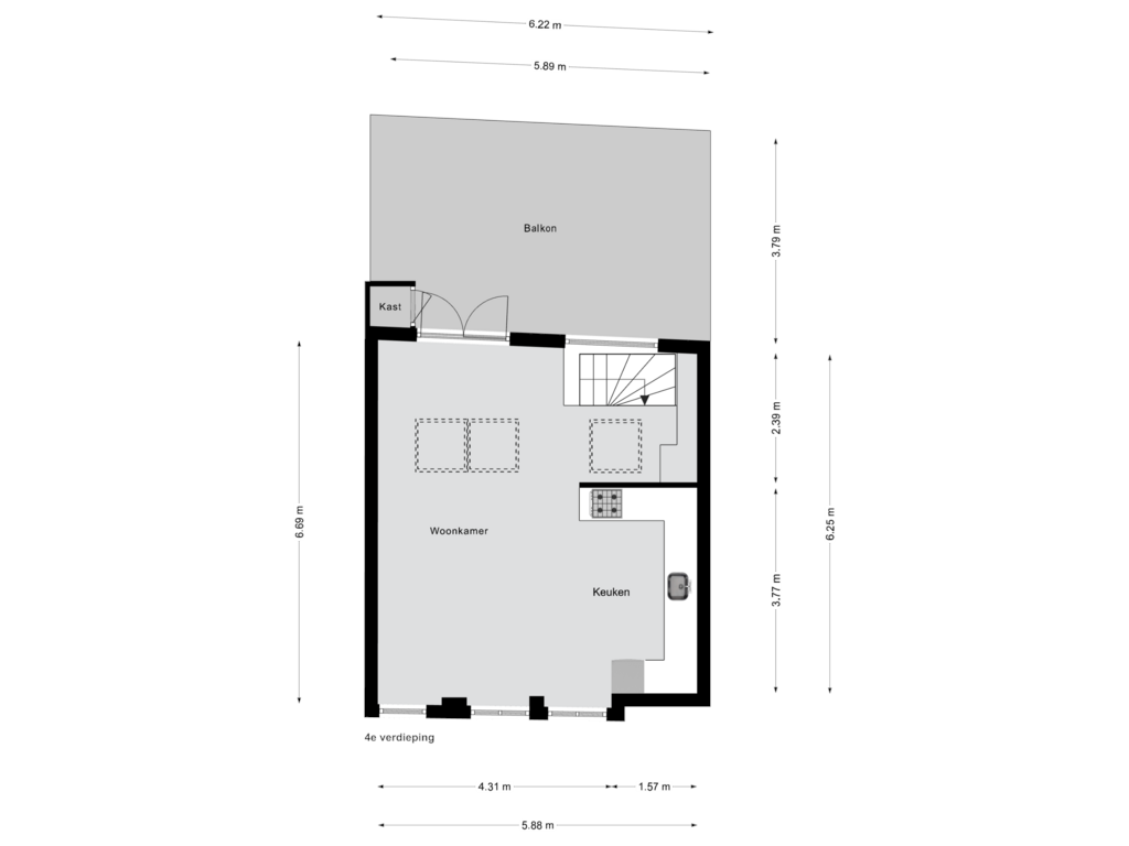 Bekijk plattegrond van 4e verdieping van Willem de Zwijgerlaan 65-3