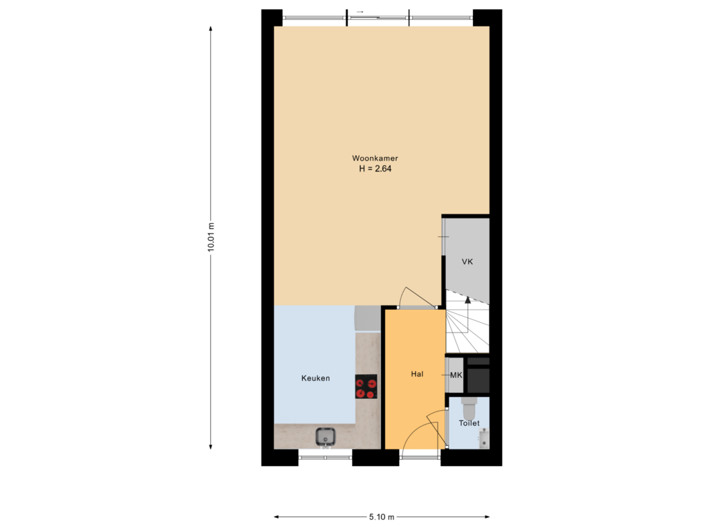 Bekijk plattegrond van begane grond van Winterkoningstraat 16