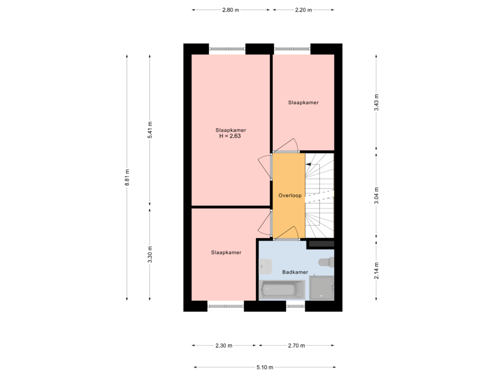 Bekijk plattegrond van eerste etage van Winterkoningstraat 16