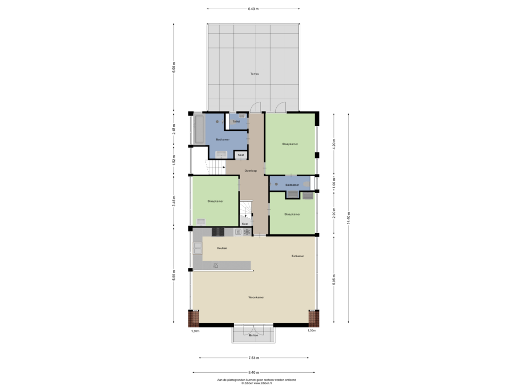 Bekijk plattegrond van Eerste Verdieping van Oosterweg 7-B