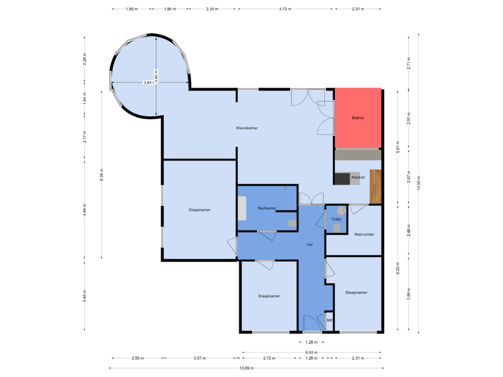 Bekijk plattegrond van Appartement van Gasstraat 11-A