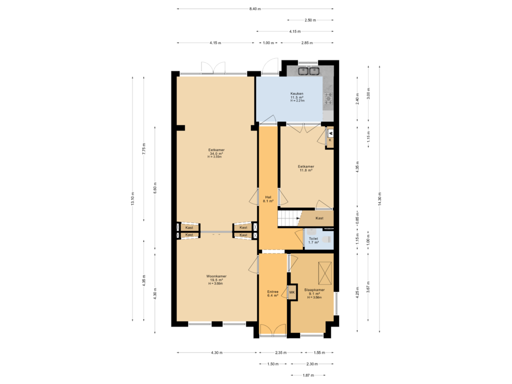 Bekijk plattegrond van Begane grond van Noordersingel 76