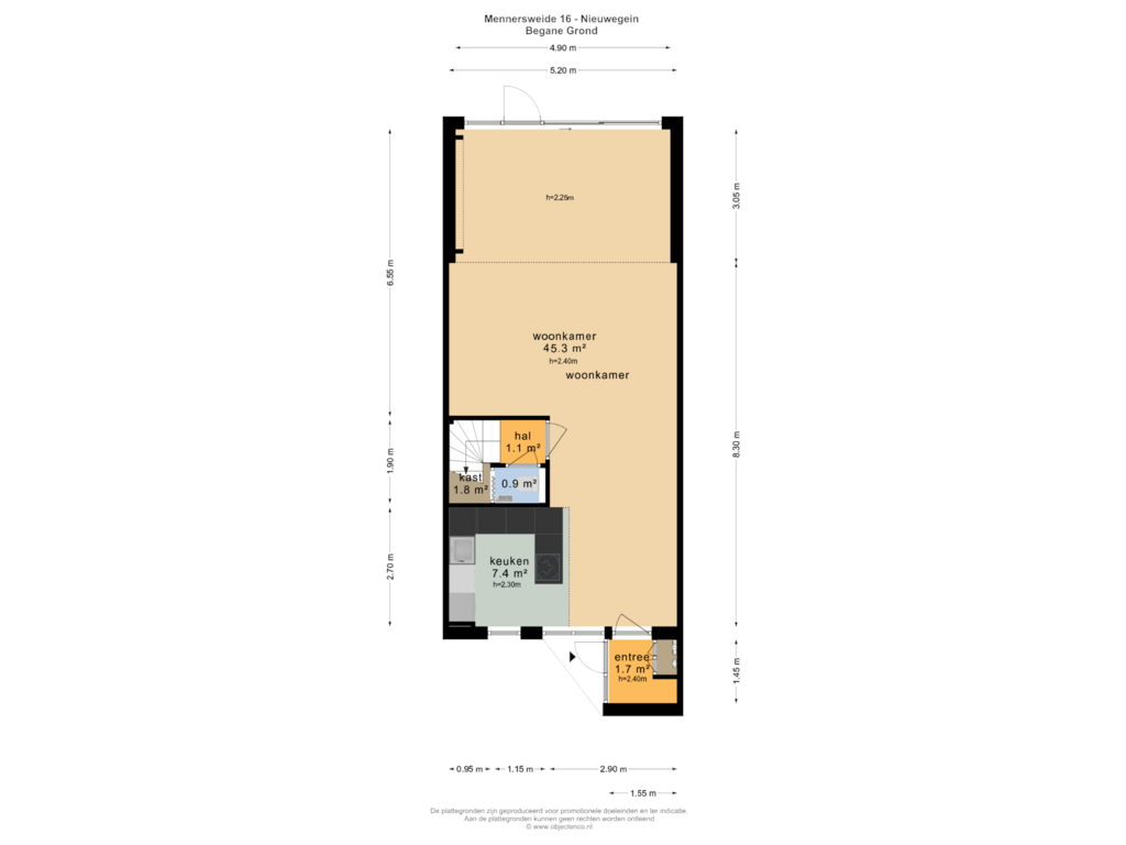 View floorplan of BEGANE GROND of Mennersweide 16