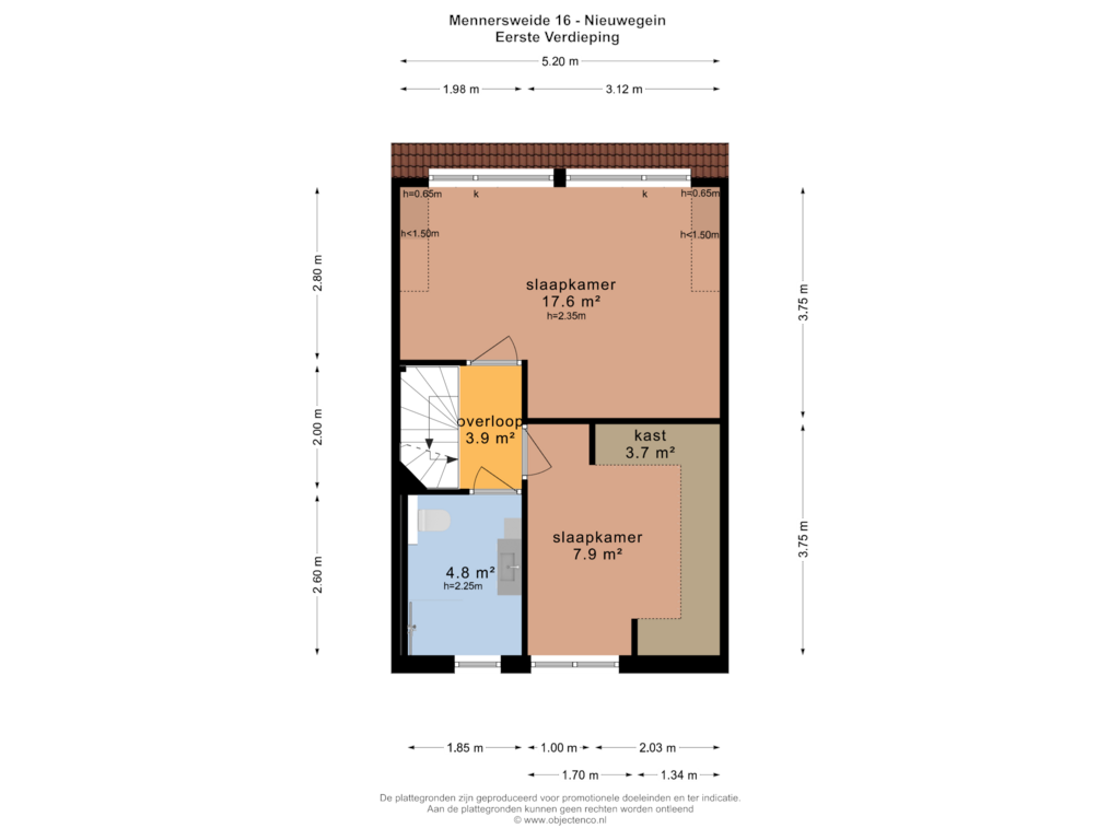 View floorplan of EERSTE VERDIEPING of Mennersweide 16